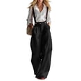 thumbnail image 3 of VBVC Women's Suspender Wide Leg Pants,High Waisted Button Front Trousers For Women,Ladies Lightweight Summer Work Overalls Pants with Pockets,Black,S-2XL, 3 of 7