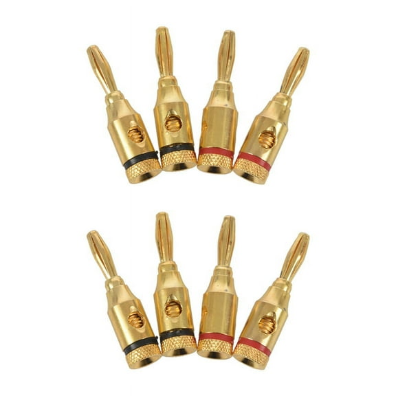 NEW 8Pcs 4 x 4mm Banana Plugs for Speaker Cable Connections / Gold Plated