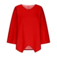 thumbnail image 4 of IROINNID en Solde Chemises à Manches Longues Col en V pour Femmes Confortables Col en V Manches Longues Couleur Unie Blouse Croisée, Rouge, 4 of 6