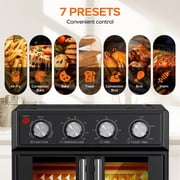 Plum Chef 27.5QT Air Fryer Toaster Oven Combo, 7-in-1 Convection Countertop Oven with 360° Air Circulation, 1700W, Black