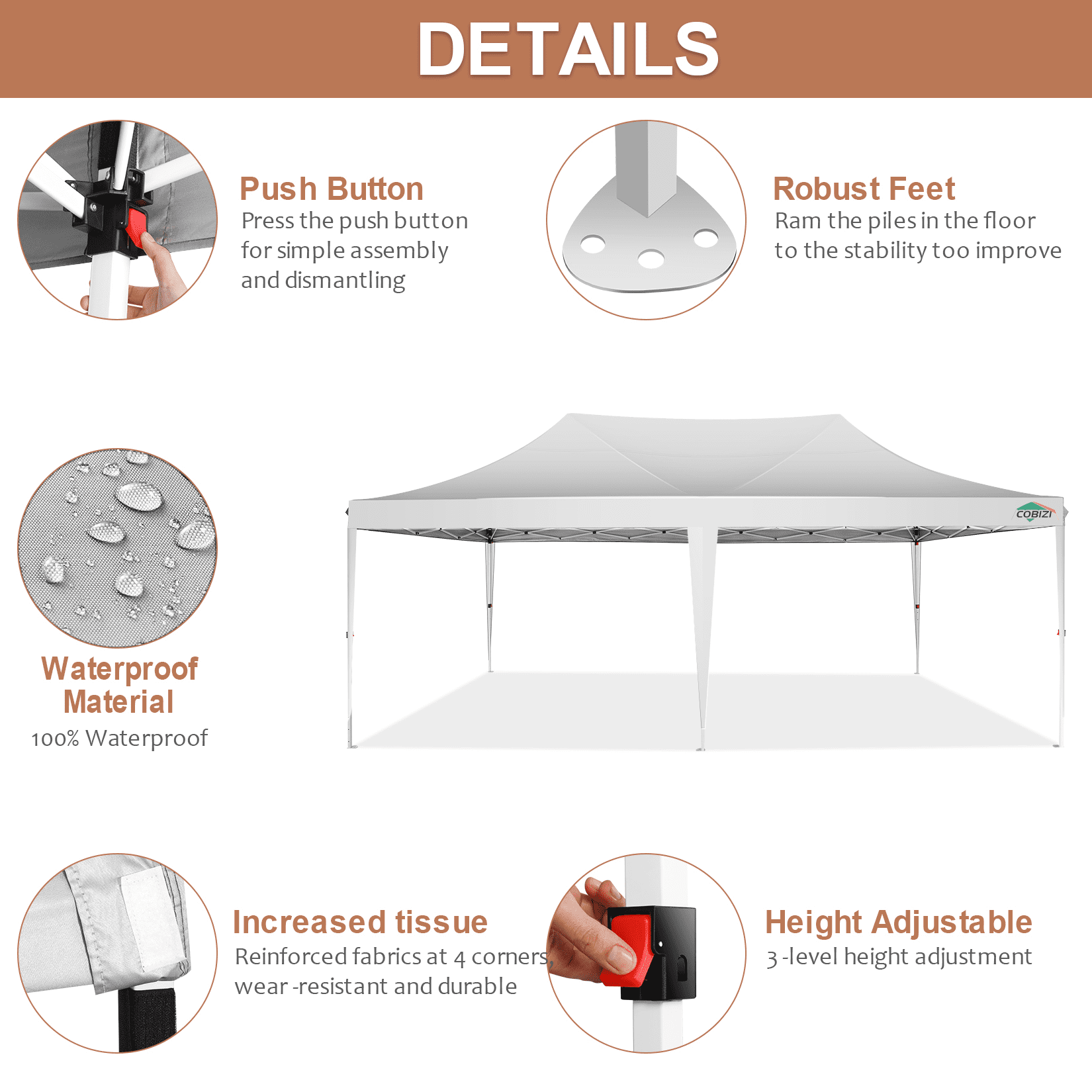 HOTEEL 10x20 Heavy Duty Canopy Tent with 4 Sidewalls,Pop up Canopy for Parties Wedding,Commercial Easy up Gazebo with Roller Bag,UV 50+,White