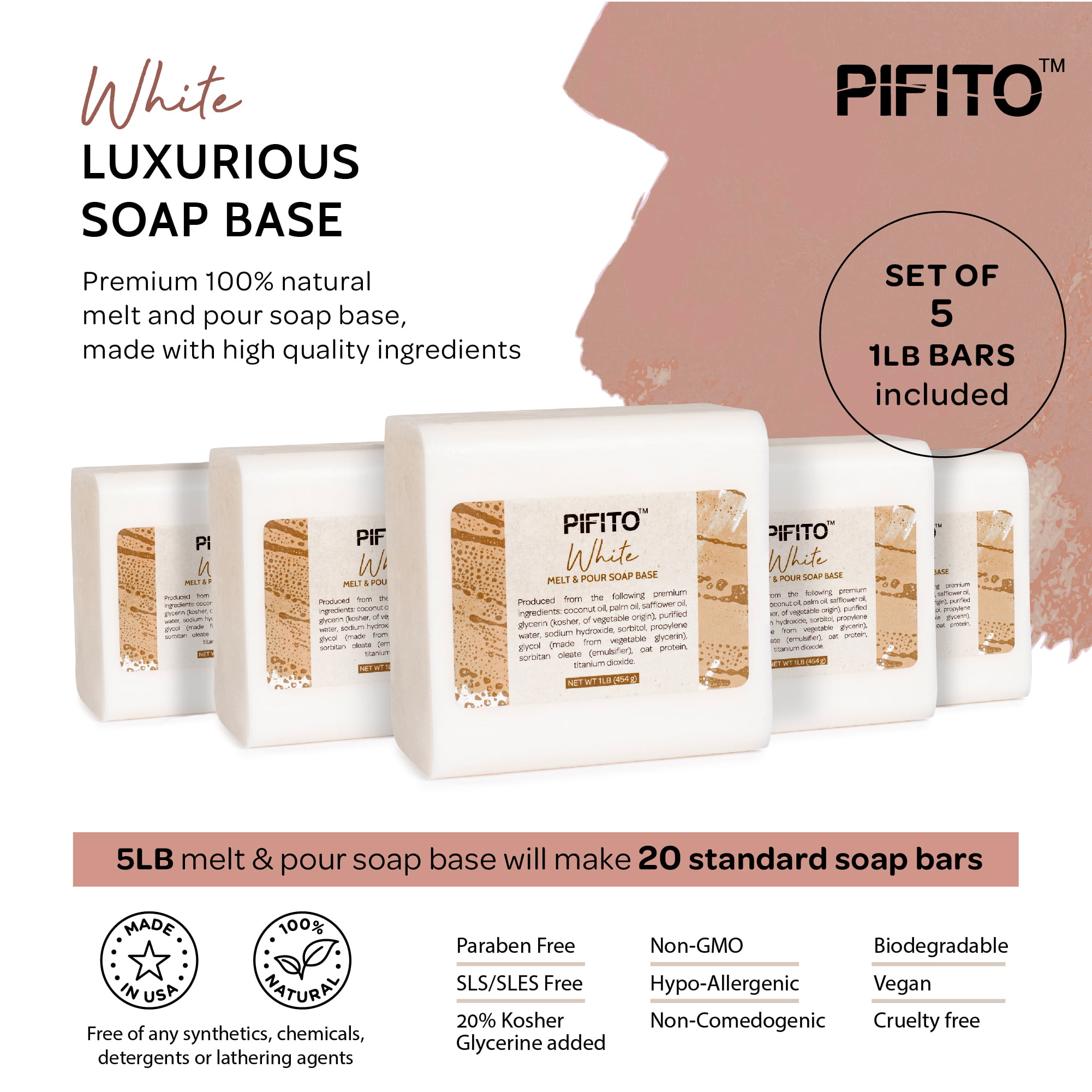 Pifito Organic Clear Melt and Pour Soap Base - Premium 100% Natural