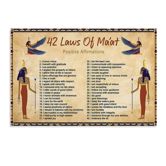 Ancient Egypt 42 Maat Laws Science Poster Canvas Art Wall Poster Printing Office Bedroom Aesthetic Poster Living Room