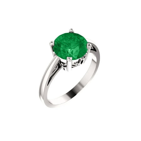 14k White Gold Gem Quality Chatham® Created Emerald Solitaire Gemstone