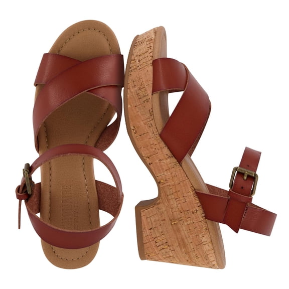 Cushionaire Women's Rosie Cork Wedge Sandal Memory Foam