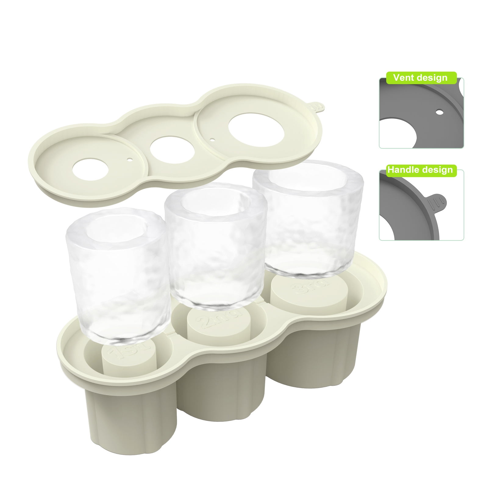 ievspot Silicone Ice Mold Cylinder Hollow Shape Stackable Juice Whiskey Cocktail Ice Cubes Maker