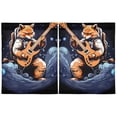 thumbnail image 2 of Fox Astronaut and Guita Kitchen Curtains Half Tier Curtain 2 Rod Pockets Bathroom Bedroom Cupborad Living Room 27"x36", 2 of 8