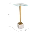 thumbnail image 5 of Accent Table- 11 Inch Square Glass Top- White Marble- Retro Brass, 5 of 8