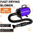 thumbnail image 4 of Hidpriva 2800W Dog Hair Dryer Quick Dry Noise Reduction Pet Hair Dryer Home Use Professional Stepless Adjustable Speed Spring Hose 4 Nozzles Dog Blow Dryer for Grooming with Heater, Purple, 4 of 6