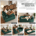 thumbnail image 6 of 78" Green Corduroy Sectional Sofa Bed – Foldable, Compressed, Convertible Sofa with Pillow Back Support, Armrests, Memory Foam Comfort for Living Room, Office, or Dorm, 6 of 9