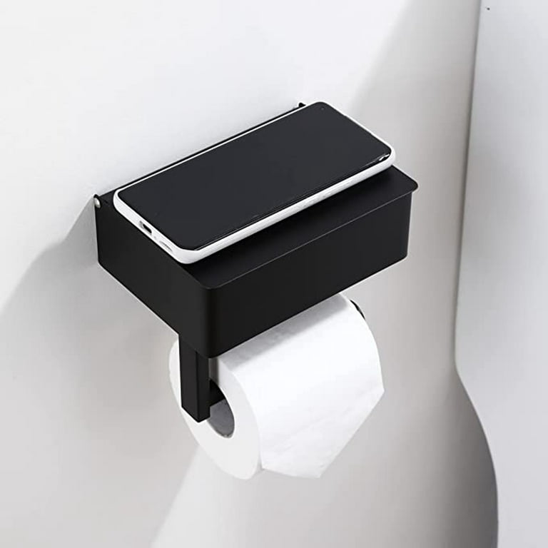 GZILA Double Toilet Paper Holder with Shelf Matte Black Wall Mounted, Dual  Large Rolls Tissue Holder Multipurpose TP Dispenser, SUS 304 Stainless