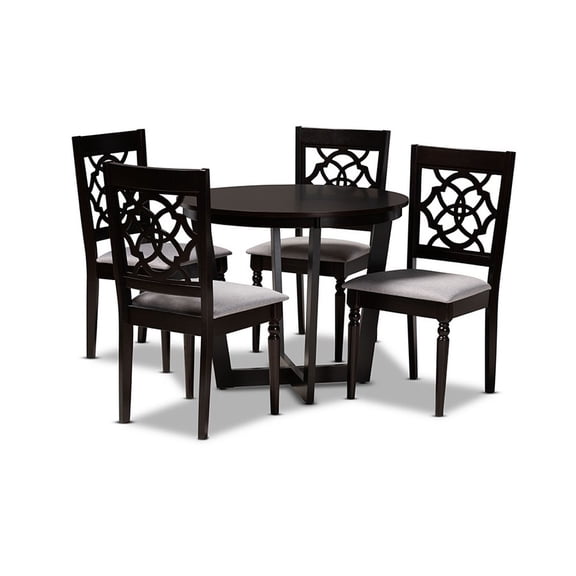 Valerie Modern and Contemporary Grey Fabric Upholstered and Wood 5-Piece Dining Set