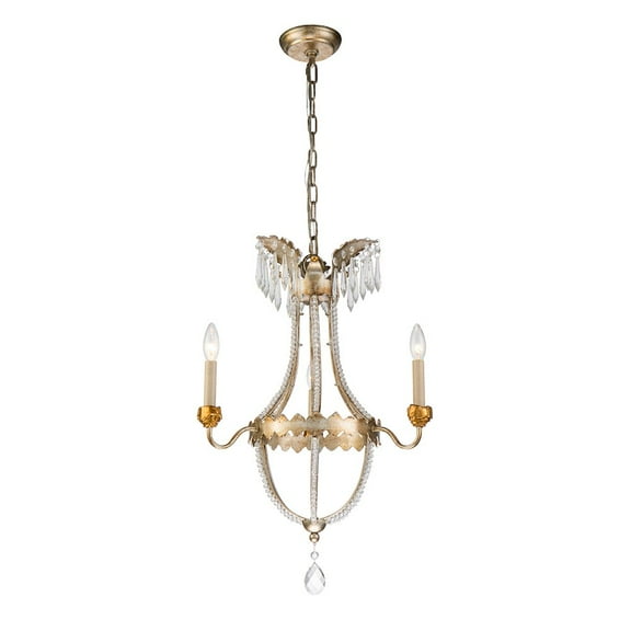 Lucas McKearn 3-light Empire Metal Mini Chandelier in Distressed Silver and Gold