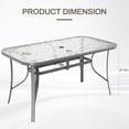 thumbnail image 2 of Arlopu Rectangular Patio Table with Tempered Glass Top, All-Weather Resistance Dining Table with Umbrella Hole for Garden & Backyard, Gray, 2 of 8