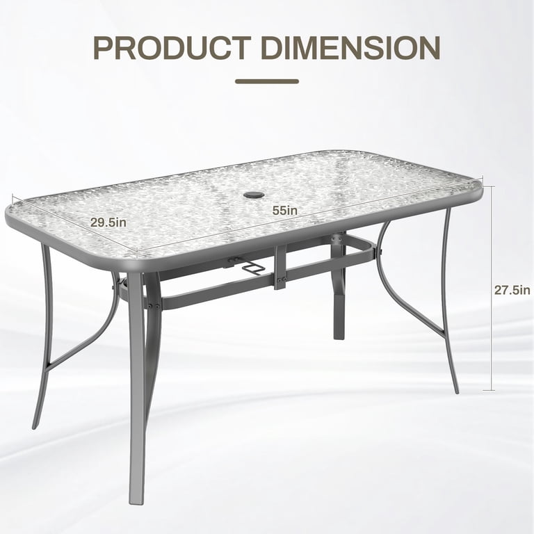 Arlopu Rectangular Patio Dining Table, 4-6 Person, Gray photo 2