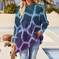 thumbnail image 4 of Blue Giraffe Skin Print T-Shirt Casual Loose Long Sleeve T-Shirts Printed Aesthetic Tee Shirt Women Autumn Tees Big Si, 4 of 7