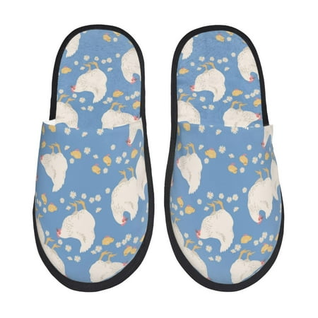 

House Slippers for Women and Men Cartoon Cute Chicken Daisy Comfy Fuzzy Bedroom Slippers Furry Home Shoes for Indoor Outdoor