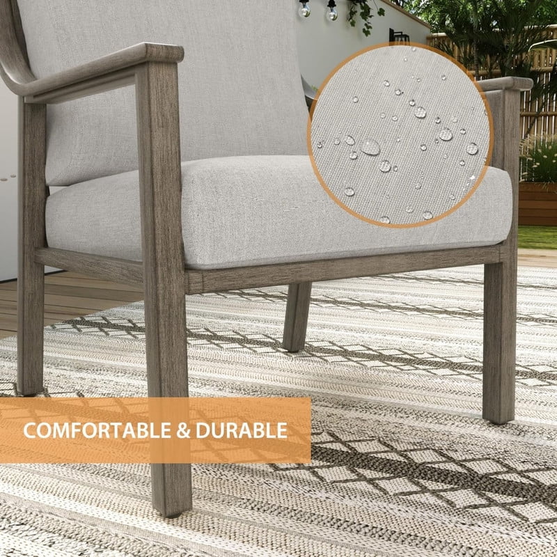 4-Piece Patio Furniture Set - Outdoor Aluminum Patio Conversation Set Includes 1 Loveseat, 2 Armchairs, and 1 Coffee Table