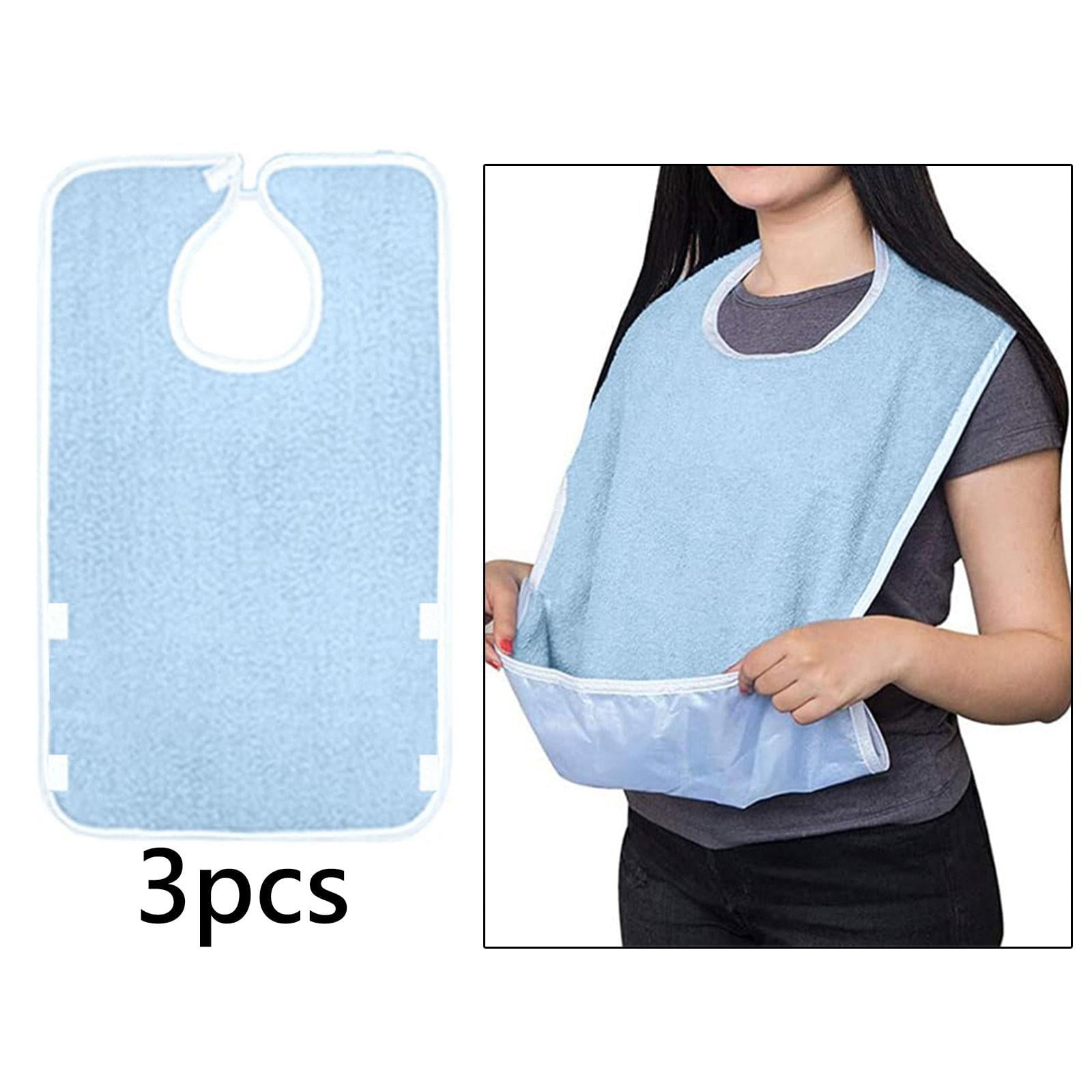 Wswqop 3 Pieces Adult Bibs for Eating Machine Washable Comfortable Creative Large Adult blue waterproof