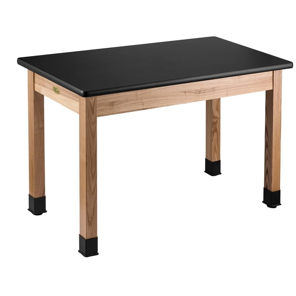Pemberly Row 24x54" Solid Ash Wood Science Lab Table with HPL Top in Black