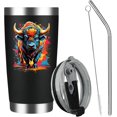thumbnail image 1 of Colorful Cow Tumbler Black 20 Oz Stainless Steel Insulated Tumbler - Watercolor Tumbler - Son,Daughter,Child Gifts - Birthday,Back to School Gifts, 1 of 8