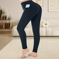 thumbnail image 3 of Hueook Stretchy High Waisted Women Yoga Pants Women's Solid Color Plus Size High Waist High Stretch Casual with Pocket Jogging Sports Pants Yoga Pants Navy 4X, 3 of 6