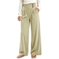 thumbnail image 4 of Sevevn Women's Soft Thick Vertical Rib Wide Leg Casual Pants High Waist Pleated Design With Side Pockets Fall Daily Wear Pants, 4 of 7