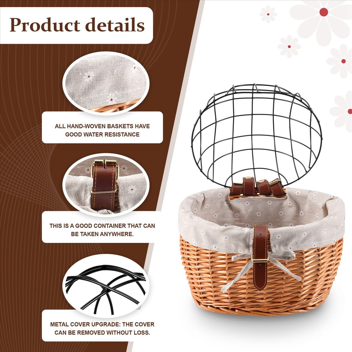 Cat Dog Bicycle Front Handlebar Basket Pets Seat Handwoven Wicker Road Bike Basket Pet Cat