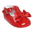 thumbnail image 6 of Newborn Baby Girl Soft Crib Shoes Infants Anti-slip Sneaker Prewalker Kids PU Leather Bow Buckle First Walkers Soft Soles Non-slip Footwear Crib Shoes,Red, 12-18M, 6 of 8