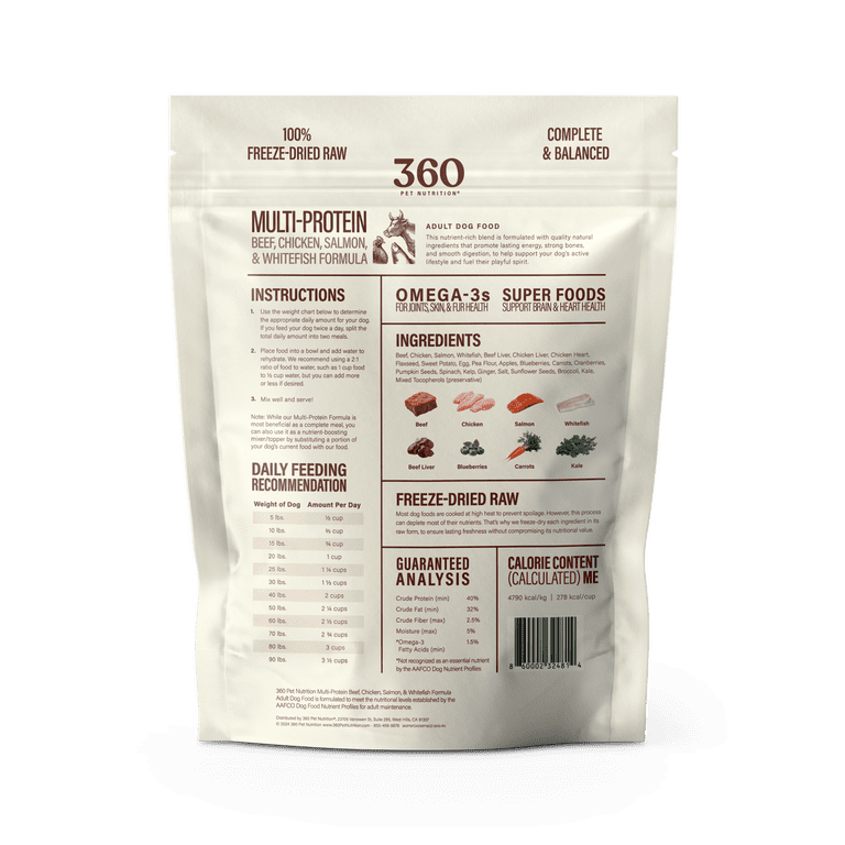 360 Pet Nutrition Freeze Dried Multi-Protein Dog Food, 16 oz photo 2