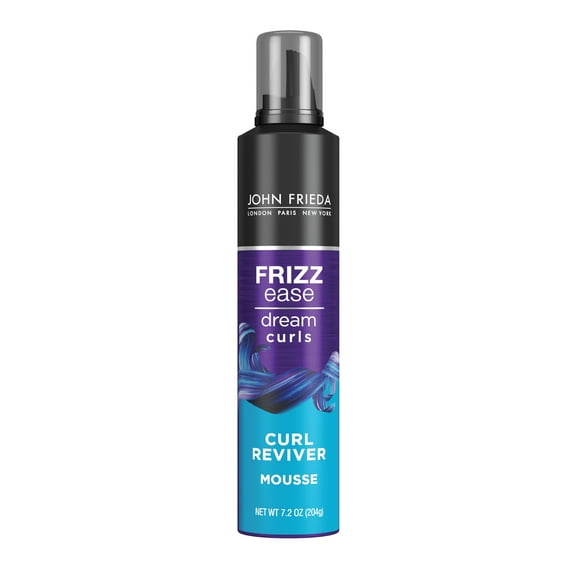 John Frieda Anti Frizz, Frizz Ease Curl Reviver, Alcohol-Free Curly Hair Enhancing Mousse, 7.2 oz