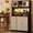 Black+White, variant on Litake 67 in Tall Kitchen Hutch Storage Cabinet, Coffee Bar Cabinet with 3 Drawers and LED Lights, Freestanding Food Pantry with Countertop for Living Dining Room, Grey