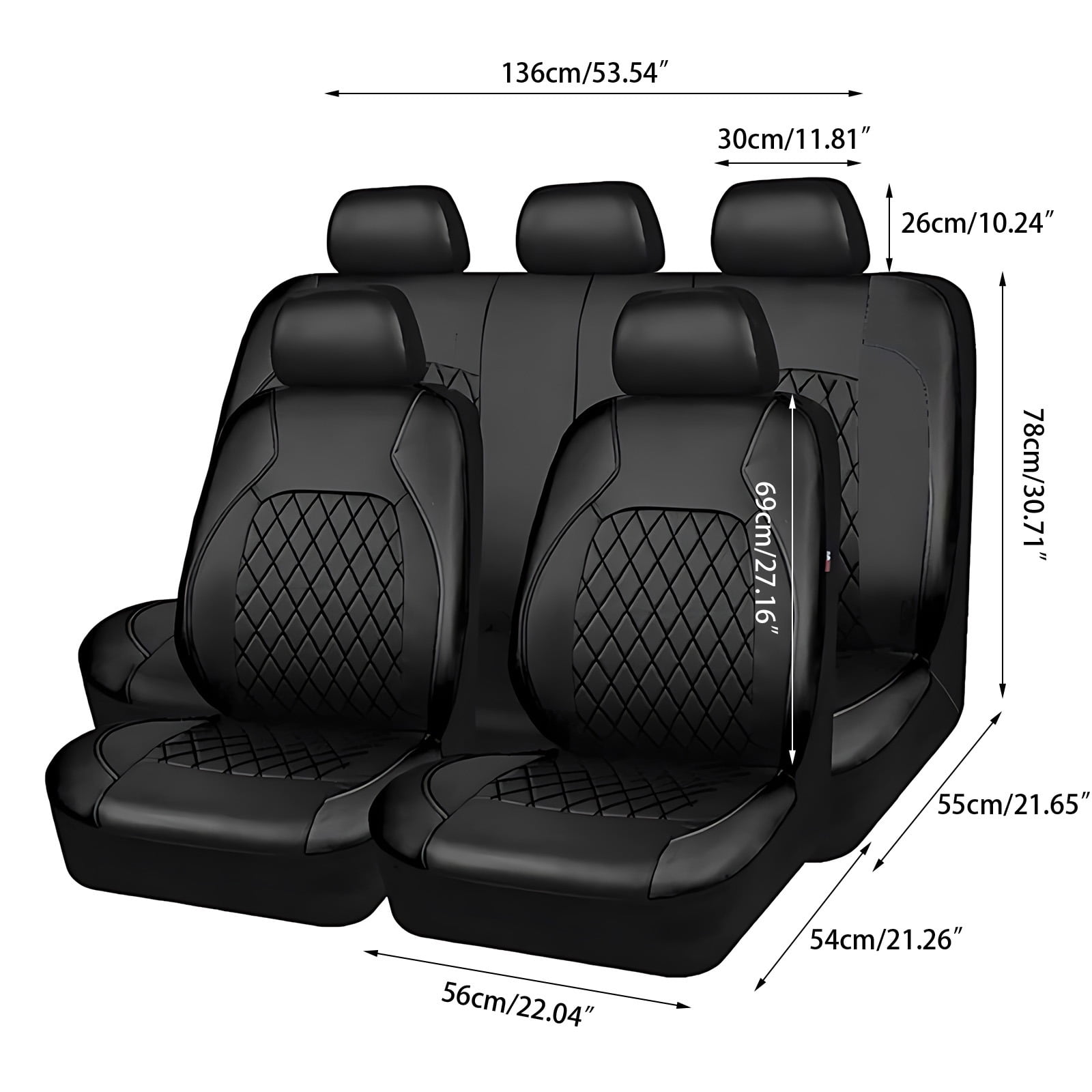 OTOEZ Universal Car Seat Cover Breathable PU Leather 5 Seats Full Set Waterproof Cushion Fit Most Honda Toyota Chevy Ford Nissan Vehicle Truck SUV