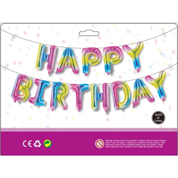 Globo de aluminio de 16 pulgadas con diseño de feliz cumpleaños, color macarrón, vestido de cumpleaños, globo de atmósfera