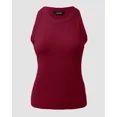 thumbnail image 3 of CHICME Tank Tops for Women Solid Color O-Neck Sleeveless Elastic Slim Fit Basic Vest Casual Womens Top(Without Pads) Wine Red-M, 3 of 8