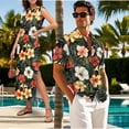 thumbnail image 3 of Jeiento Tropical Couple Matching Outfits Flowers Shirts for Men Vacation Shirt Womens Summer Casual Loose Beach Split Long Maxi Dress with Pockets Husband and Wife Matching Outfits, 3 of 6