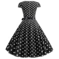 thumbnail image 2 of Women Polka Dot Hepburn Retro 50s 60s Rockabilly Evening Party Swing Midi Dress, 2 of 3