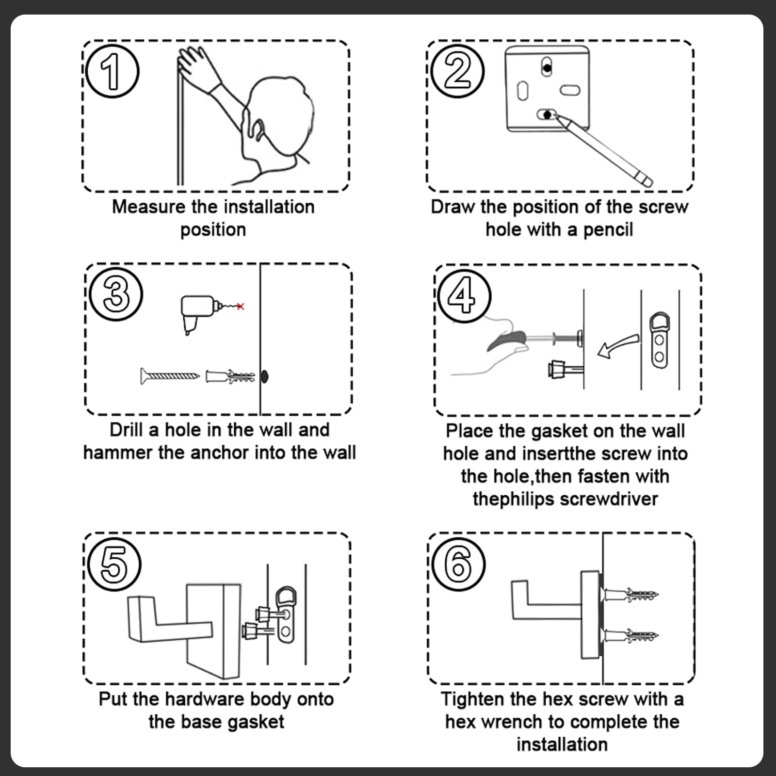 stusgo Matte Black 5-Piece Square Bathroom Hardware Set with Towel Bar, Hook, Toilet Paper Holder and Ring（Black）