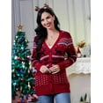 thumbnail image 4 of Women's Ugly Christmas Coat Button Down Open Front Pullover Holiday Long Sleeve Sweaters Red Winter and Fall, 4 of 9