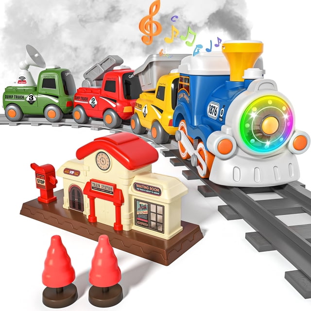 Set de tren MORECOLL con vapor, música y luces para niños pequeños