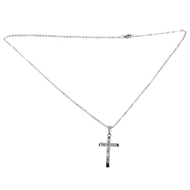 Collar cruzado de acero inoxidable para hombre, cadena de plata/oro, regalo, joyería de la Plata-3 Zulema Colgante de cruz