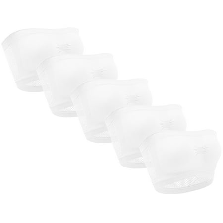 

CLZOUD Plus Size Comfort Bra White 5 Pieces Womens Non Padded Bandeau Sprots Bra Strapless Convertible Bralettes Basic Layer Top Bra M