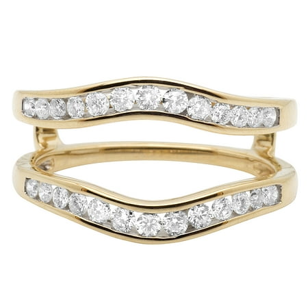 14K Yellow Gold 2 Row Round Diamond Jacket Ring Guard Enhancer 0.50Ct - Walmart.com