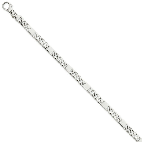 Beautiful 14k White Gold 5.6mm Hand-polished Fancy Link Bracelet