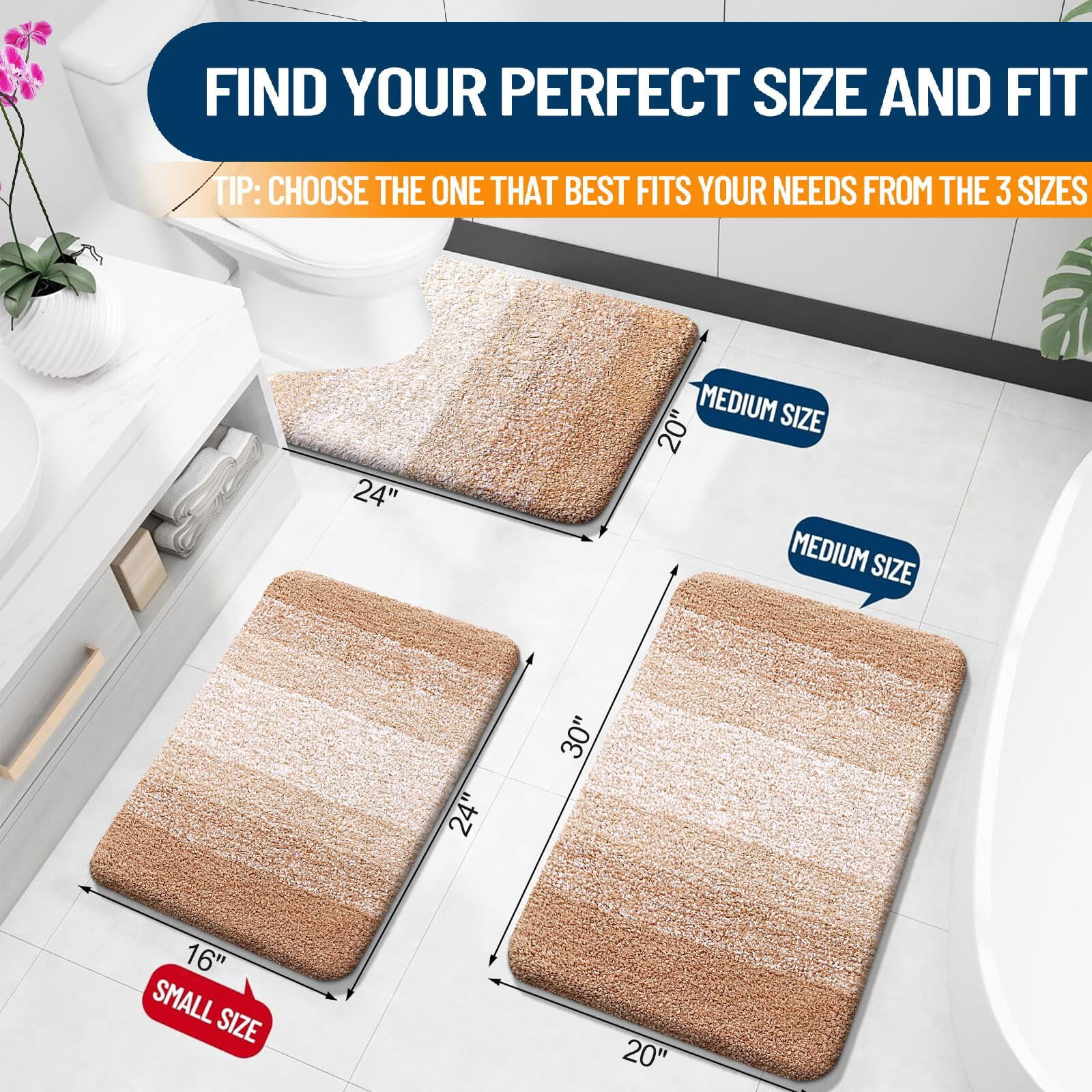 Bathroom Rugs Mat 24x16  Extra Soft Absorbent Microfiber Bath Rubber Backing Quick Dry Machine Washable Mats For Floor Tub And Shower Home Decor Accessories Beige