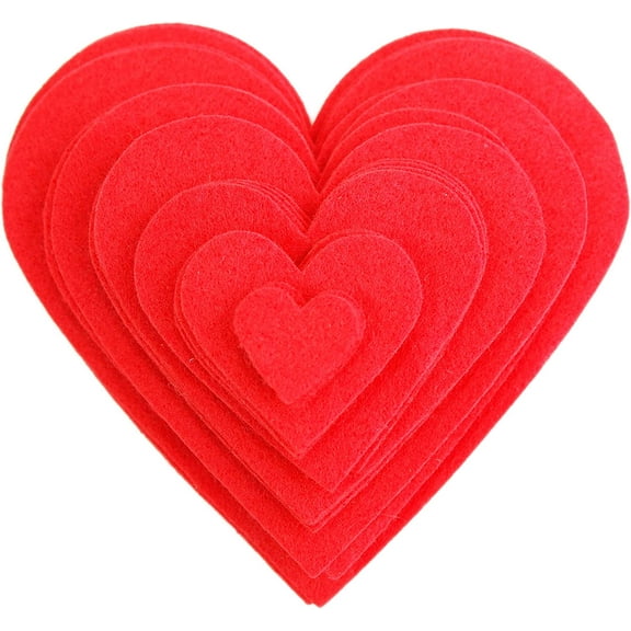 Playfully Ever After 1 to 6 inch Multi-Size Pack 24pc Felt Hearts (Red)