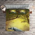 thumbnail image 2 of Ambesonne Unicorn Quilted Coverlet 3 Pcs, Fantasy Forest, King Size, Green White, 2 of 2