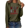 thumbnail image 2 of asdoklhq Christmas Clearance Clothing Under $5.00,Women's Fashion Printed Loose T-Shirt Long Sleeves Blouse Round Neck Casual Tops, 2 of 4