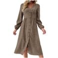 thumbnail image 1 of Birdeem Robe Longue à Manches Longues pour Femmes Mode Loisirs Imprimé Cardigan Taille Haute Robe à Manches Longues Col en V Robe à Manches Longues pour Femmes, 1 of 4