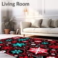 thumbnail image 2 of ODIKA 2'x3' Machine Washable Non-Slip Area Rug, Retro Snowflake Mosaic with Playful Holiday Motifs High Traffic Rug, Black, 732997, 2 of 7
